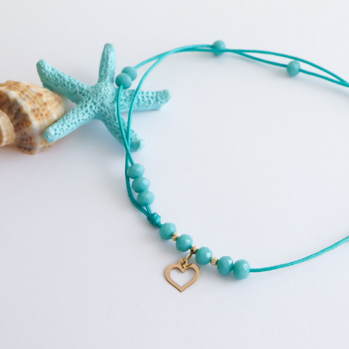 Brățară reglabilă pentru picior cu cristale și charm din aur 14K – Eleganță și personalizare [2]