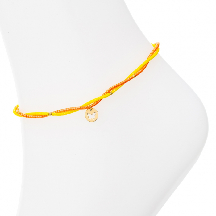 Brățara reglabilă pentru picior cu fluturaș decupat și biluțe din aur 14K, eleganță și personalizare [2]