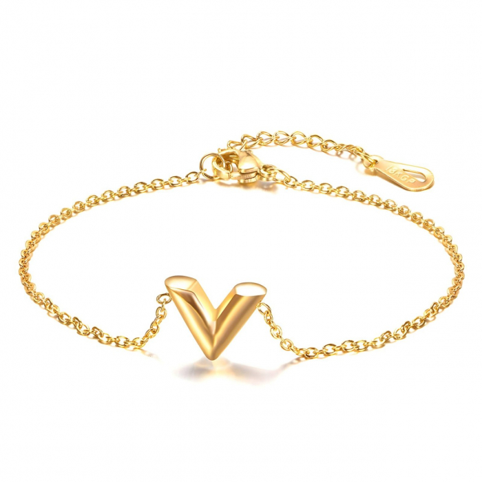 Brățară V Style din Inox placat cu AUR 18K - Eleganță și Durabilitate pentru Orice Ocazie [3]