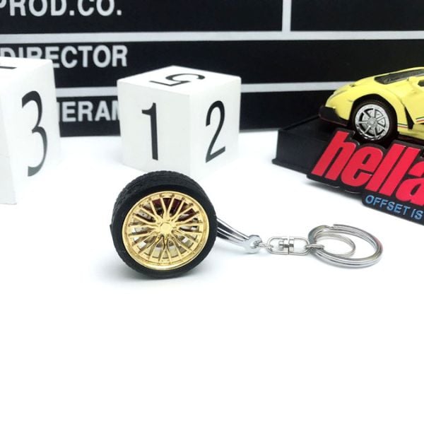 Breloc metalic anticoroziv model roata auto tunning cu janta si disc de frana 10 x 3.5 x 2 cm Auriu – IoArtify.ro [6]