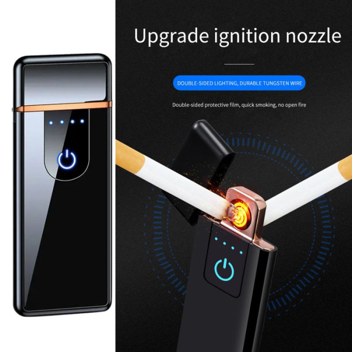 Bricheta Electrica Antivant in Cutie Incarcare USB Senzor Digital Aprindere cu Inductie pentru 2 Tigari Simultan Indicator LED Negru 78.528.59.5 mm – IoArtify.ro [6]