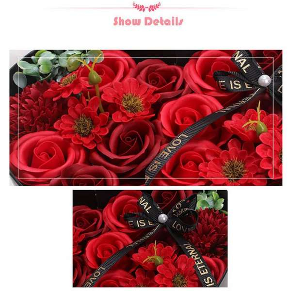 Buchet cu Flori Parfumate din Sapun in Cutie Forma Inima dimensiuni 22 x 20 x 9 cm – IoArtify.ro [2]