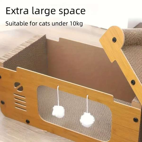 Calcus pentru Pisicute cu Centru de Joaca si Spatiu de Zgariat din Materiale Ecologice 56x30x30 cm Maro – IoArtify.ro [5]