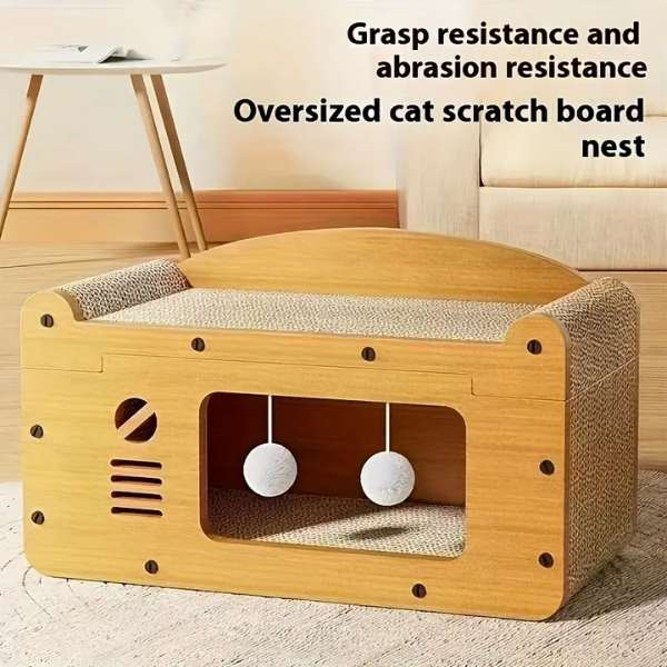 Calcus pentru Pisicute cu Centru de Joaca si Spatiu de Zgariat din Materiale Ecologice 56x30x30 cm Maro – IoArtify.ro [3]