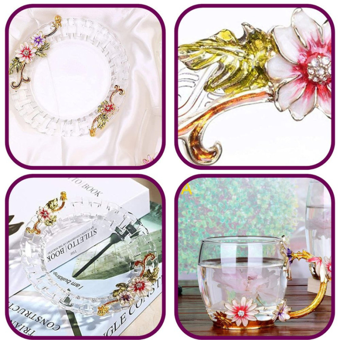 Cana Handmade Fleur-de-Lis din Sticla Emailata Transparenta Termorezistenta 330 ml – IoArtify.ro [9]