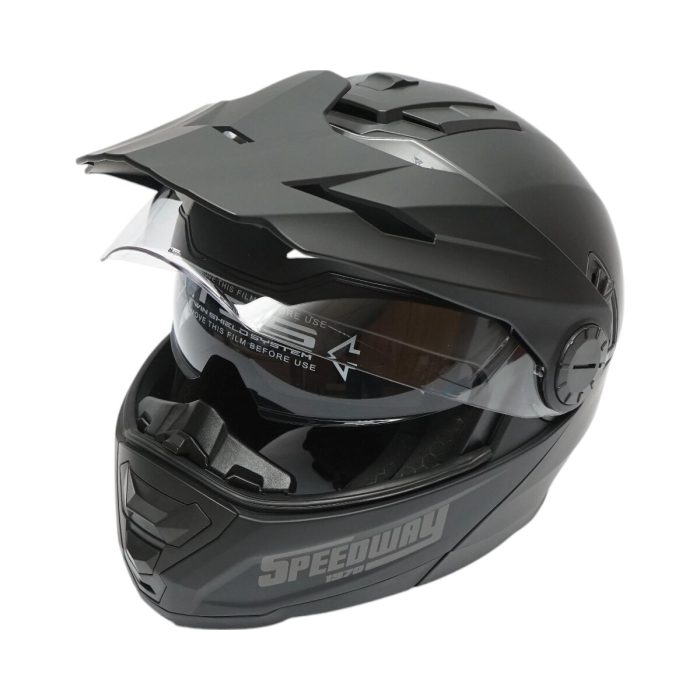 Casca motocross integrala negru mat cu viziera transparenta si ochelari de soare marimea XL model LION cu sistem de ventilatie avansat – IoArtify.ro [2]