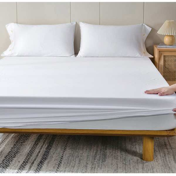 Cearceaf de Pat cu Elastic Bumbac Tesatura Rigida 140g/m2 150 x 200 cm Alb – IoArtify.ro [8]