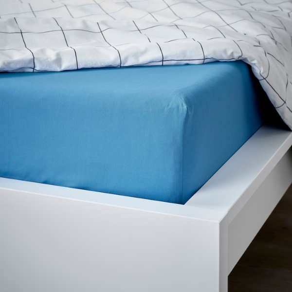 Cearceaf de Pat cu Elastic din Bumbac, 150x200 cm, Albastru – Confort și Durabilitate pentru Somn Perfect [4]