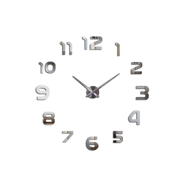 Ceas Mare de Perete cu 12 Cifre Argintii, Dimensiuni Personalizabile, Design Modern și Ușor de Montat [2]