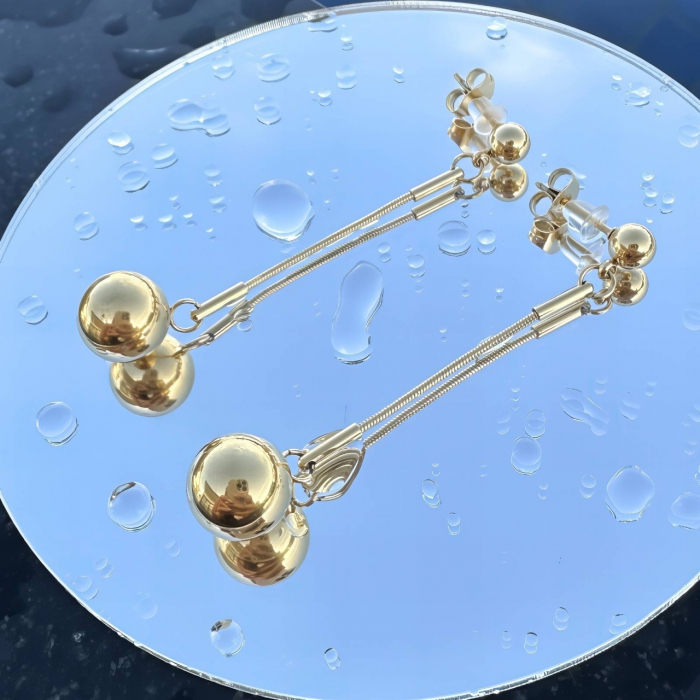 Cercei Dotty cu lantisor din Inox placati cu AUR 18K [3]
