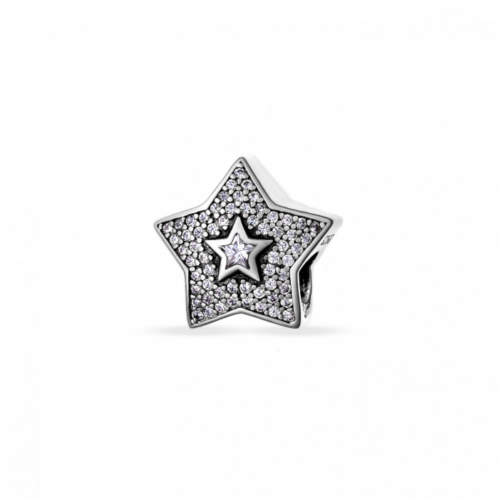 Charm din Argint 925 Star Double - Rafinament și Eleganță pentru Colecția Ta de Bijuterii [1]