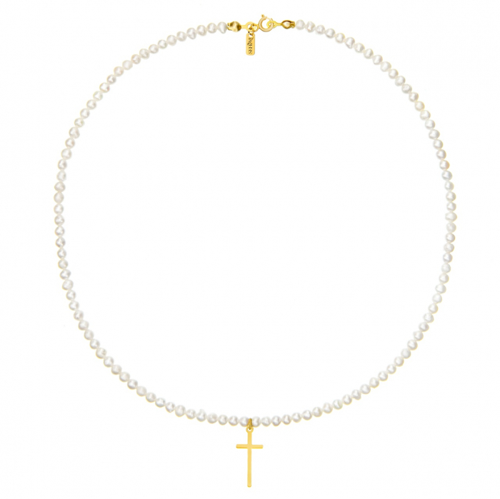 Colier Faith Pearls din AUR 14K cu Cruce și Perle de Cultură – Eleganță și Rafinament pentru Orice Ocazie [2]