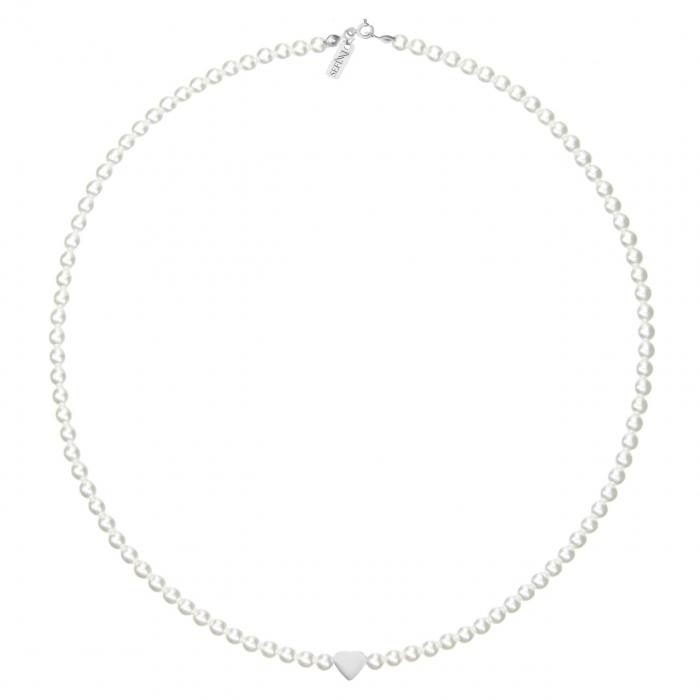 Colier Heart din Argint cu Inimă Gravabilă și Perle Mallorca – Eleganță și Personalizare [2]