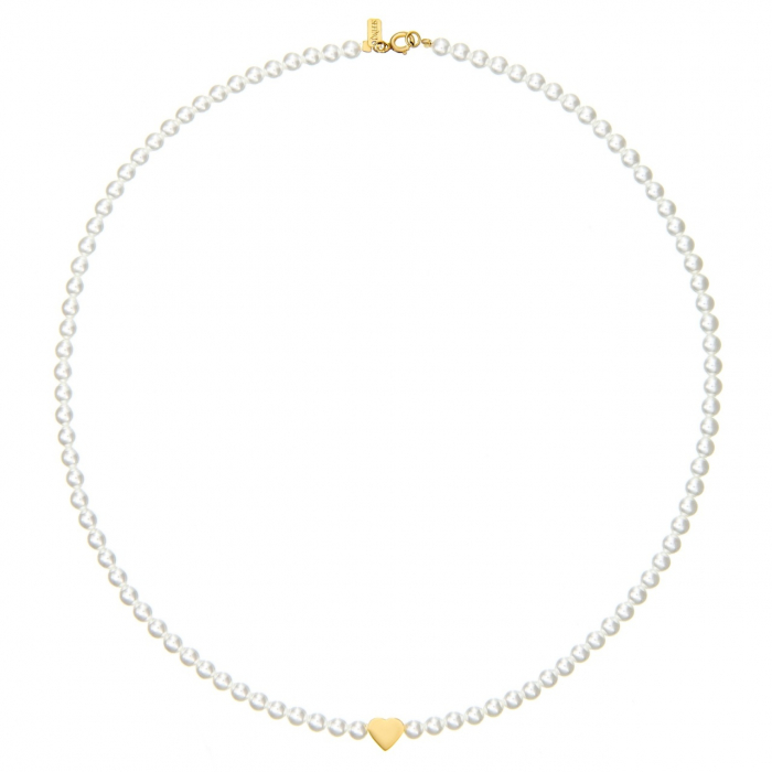 Colier Heart din AUR 14K cu Inimă Gravabilă și Perle Mallorca – Eleganță și Rafinament [2]