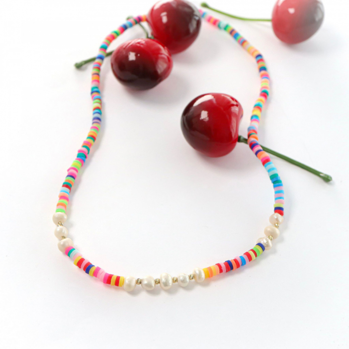 Colier Joy MIX din aur 14k, mărgele Fimo și perle de cultură – Eleganță vibrantă și personalizabilă [2]