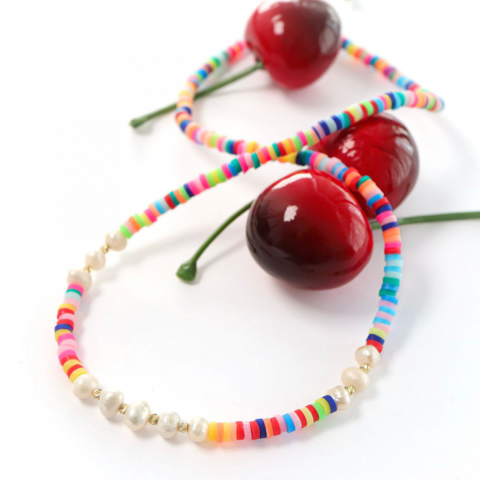 Colier Joy MIX din aur 14k, mărgele Fimo și perle de cultură – Eleganță vibrantă și personalizabilă [3]