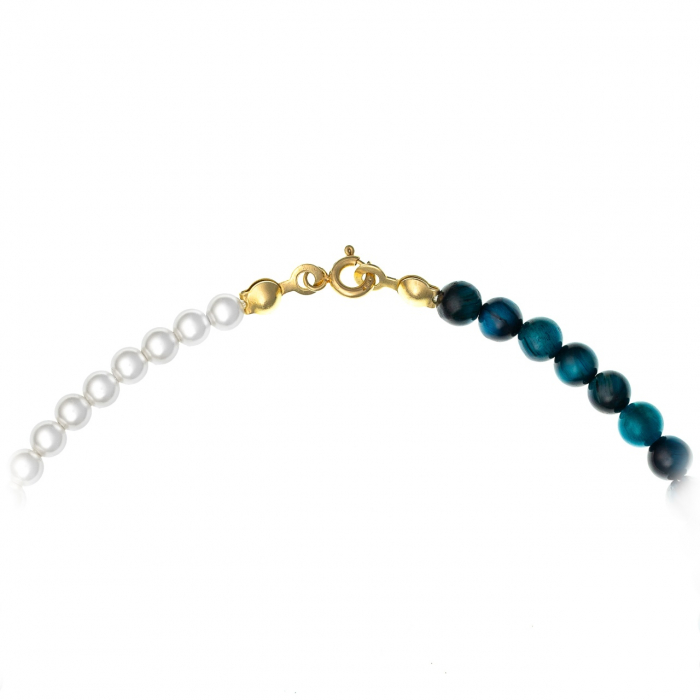 Colier Midnight cu agate, perle de Mallorca și elemente din aur 14K – Eleganță astrală și rafinament [3]