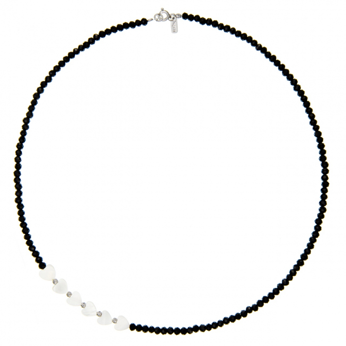 Colier Mini Hearts din Argint 925 cu Cristale și Inimi din Sidef Natural – Eleganță și Rafinament [2]
