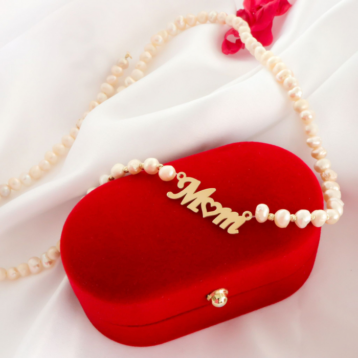 Colier MOM cu Perle de Cultură și Bile din Aur 14K, Eleganță și Rafinament pentru Orice Ocazie [3]