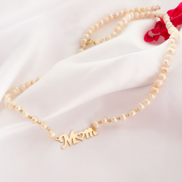 Colier MOM cu Perle de Cultură și Bile din Aur 14K, Eleganță și Rafinament pentru Orice Ocazie [4]