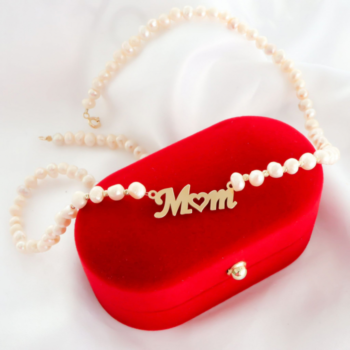 Colier MOM cu Perle de Cultură și Bile din Aur 14K, Eleganță și Rafinament pentru Orice Ocazie [2]