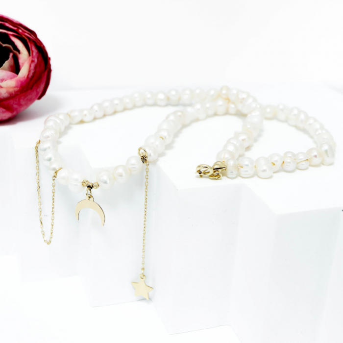 Colier Prestige cu Perle de Cultură și Elemente din Aur 14K – Eleganță Clasică și Rafinament Modern [3]