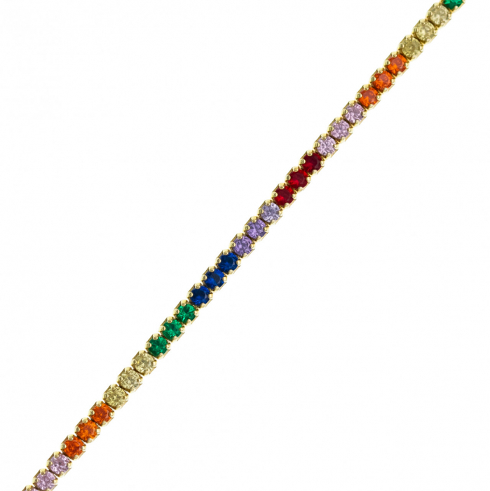 Colier Tennis din Argint 925 Rainbow Golden – Eleganță modernă cu cristale multicolore și personalizare [2]