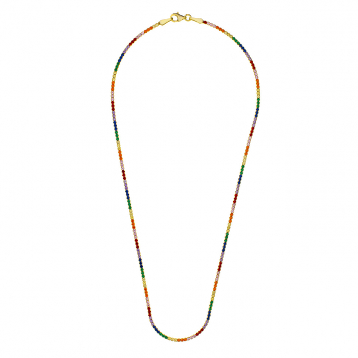 Colier Tennis din Argint 925 Rainbow Golden – Eleganță modernă cu cristale multicolore și personalizare [3]