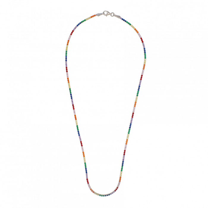 Colier Tennis din Argint 925 Rainbow ICE – Eleganță Modernă cu Cristale Multicolore [4]