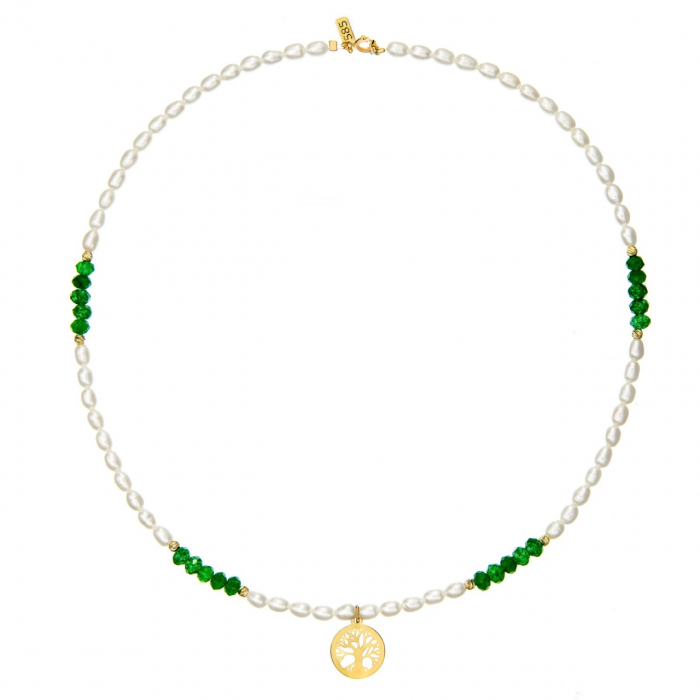 Colier Tree of Life cu Perle de Cultură, Jad Natural și Aur 14K – Eleganță și Rafinament pentru Orice Ocazie [2]