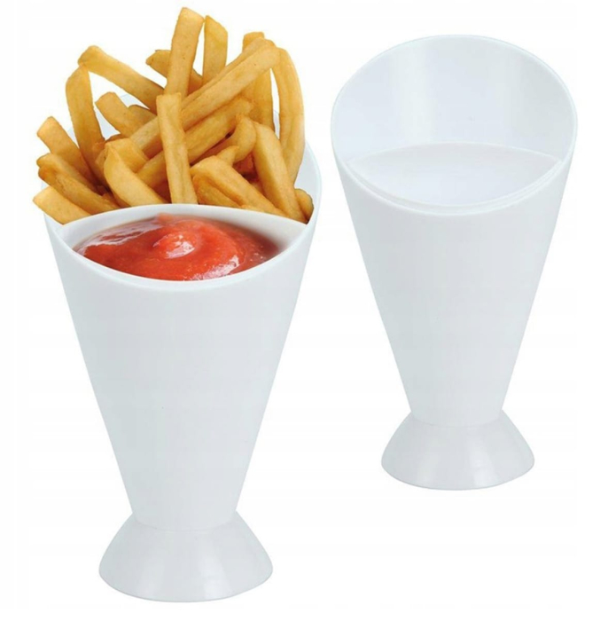 Con pentru servire gustari si suport pentru sosuri Alb 16.5 x 10 cm – IoArtify.ro [4]