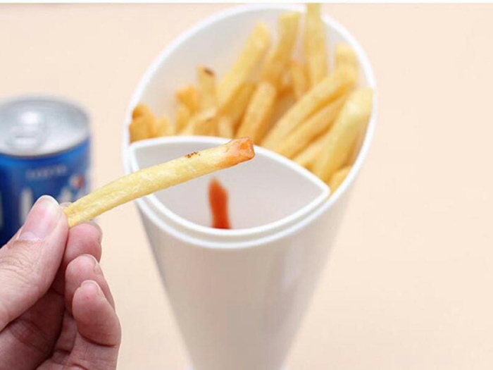 Con pentru servire gustari si suport pentru sosuri Alb 16.5 x 10 cm – IoArtify.ro [6]