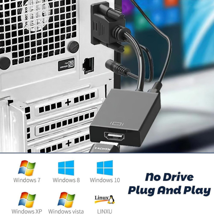 Convertor VGA la HDMI si Audio Full HD 1080P 60Hz Negru – IoArtify.ro [4]