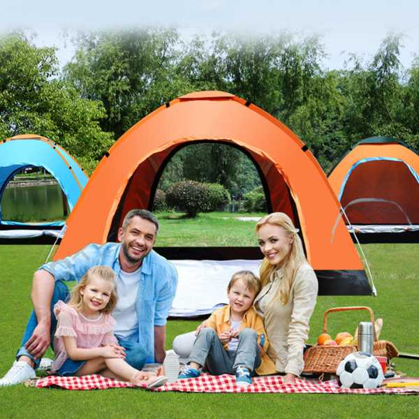 Cort automat portocaliu pentru camping și plajă, impermeabil și rezistent UV, montare rapidă în 2 secunde [6]