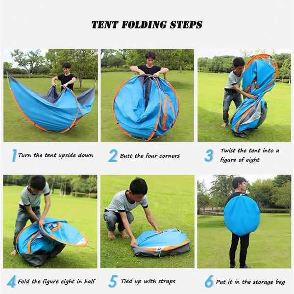 Cort Automat de 3-4 Persoane Pentru Camping sau Plaja Impermeabil si Rezistent UV 200x200x135 cm Portocaliu – IoArtify.ro [7]