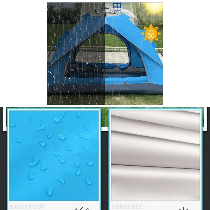 Cort Automat de 3-4 Persoane Pentru Camping sau Plaja Impermeabil si Rezistent UV 200x200x135 cm Albastru – IoArtify.ro [3]