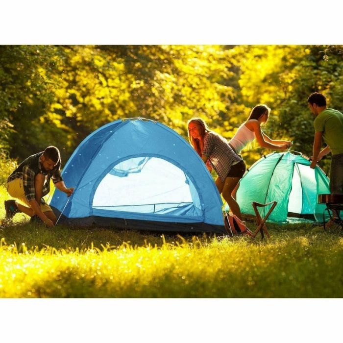 Cort Automat de 3-4 Persoane Pentru Camping sau Plaja Impermeabil si Rezistent UV 200x200x135 cm Albastru – IoArtify.ro [9]