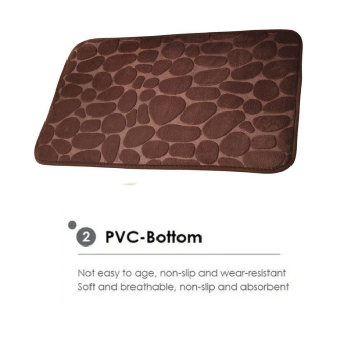 Covoras de baie cu spuma de memorie Anti-Derapant Ultra-Absorbant 60 x 40 cm Maro si 5 Suporti Impermeabili Autoadezivi cu Sistem Push Free pentru Prosoape 5 x 2.3 cm Verde – IoArtify.ro [2]