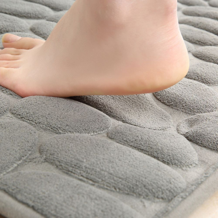 Covoras de baie din Poliester si spuma de memorie model pietre anti-derapant ultra-absorbant Gri 60 x 40 cm - IoArtify.ro [4]