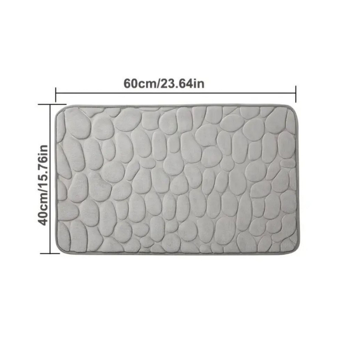 Covoras de baie din Poliester si spuma de memorie model pietre anti-derapant ultra-absorbant Gri 60 x 40 cm - IoArtify.ro [9]