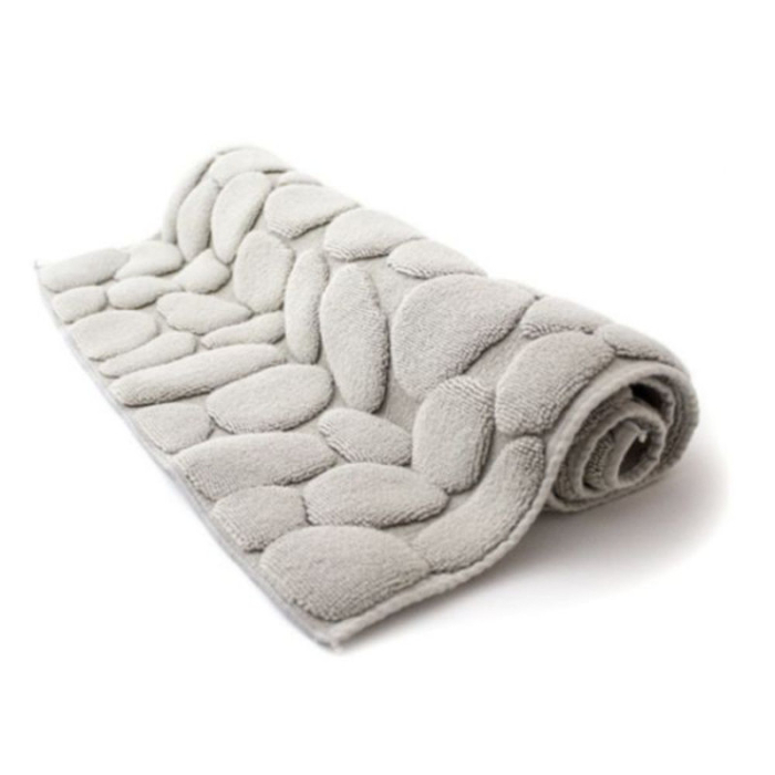 Covoras de baie din Poliester si spuma de memorie model pietre anti-derapant ultra-absorbant Gri 60 x 40 cm - IoArtify.ro [2]