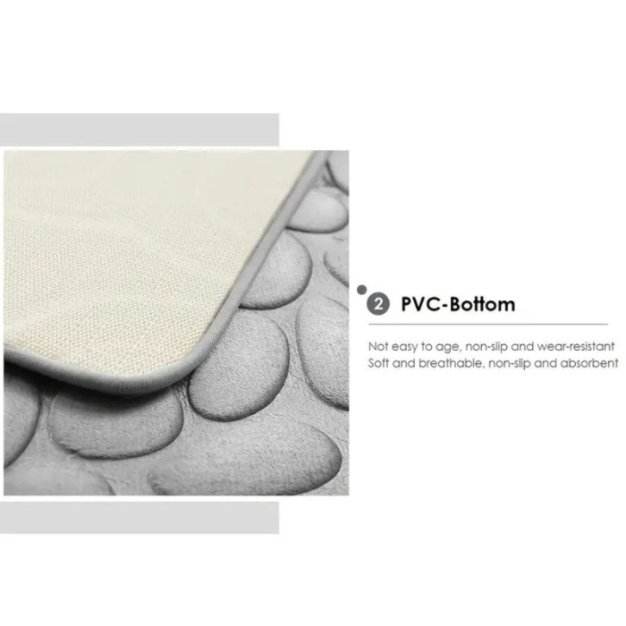 Covoras de baie din Poliester si spuma de memorie model pietre anti-derapant ultra-absorbant Gri 60 x 40 cm - IoArtify.ro [6]
