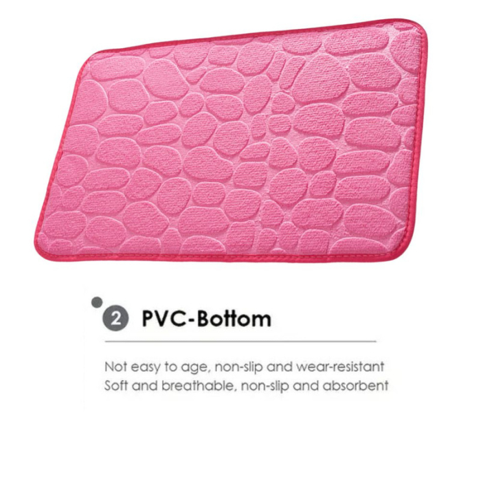 Covoras de baie din Poliester si spuma de memorie model pietre anti-derapant 60 x 40 cm Roz - IoArtify.ro [3]