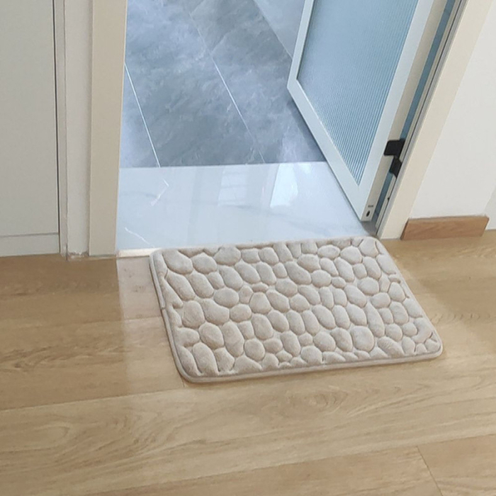 Covoras de baie din Poliester si spuma de memorie model pietre anti-derapant 60 x 40 cm Roz - IoArtify.ro [9]