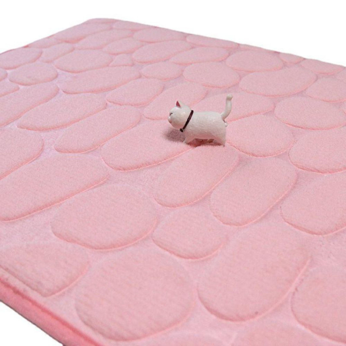 Covoras de baie din Poliester si spuma de memorie model pietre anti-derapant 60 x 40 cm Roz - IoArtify.ro [8]