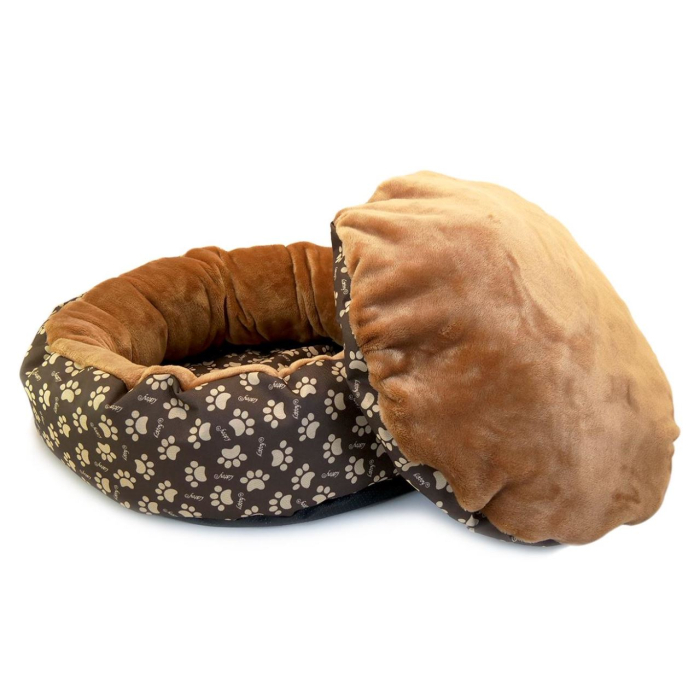 Culcus moale pentru câini și pisici, crem-maron, impermeabil, bază antiderapantă, 50 cm - Confort și versatilitate [2]