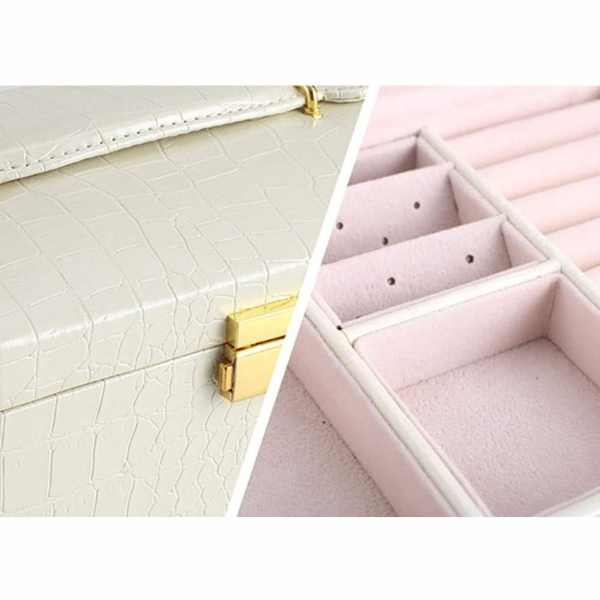 Cutie de Bijuterii Mercaton din Piele Ecologica tip Valiza cu 3 Compartimente 17x13x7 cm Crem – IoArtify.ro [4]