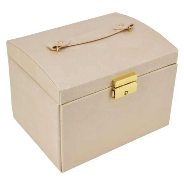 Cutie de Bijuterii din Piele Ecologica tip Valiza cu 3 Compartimente Roz capacitate mare - IoArtify.ro [2]