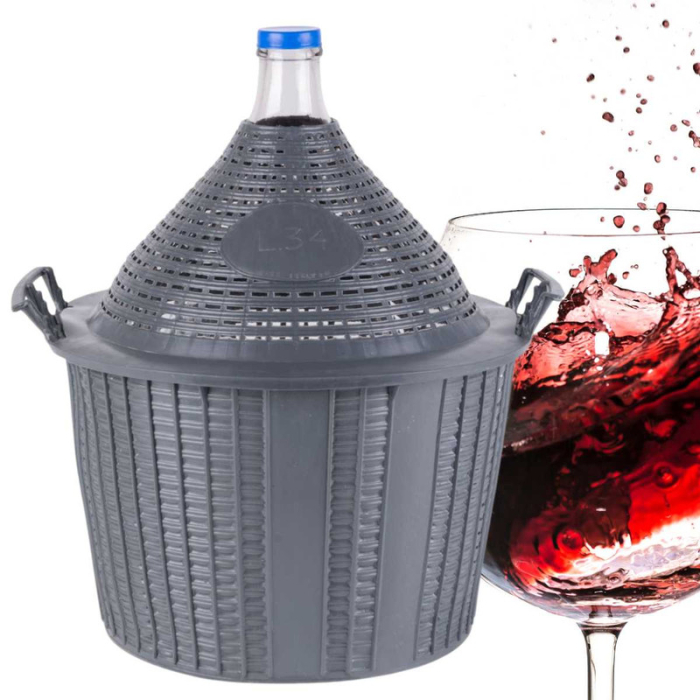 Damigeana din Sticla cu Capac Manere si Cos din Plastic Gura Larga 55 mm 34 Litri 570460 355 mm – IoArtify.ro [6]