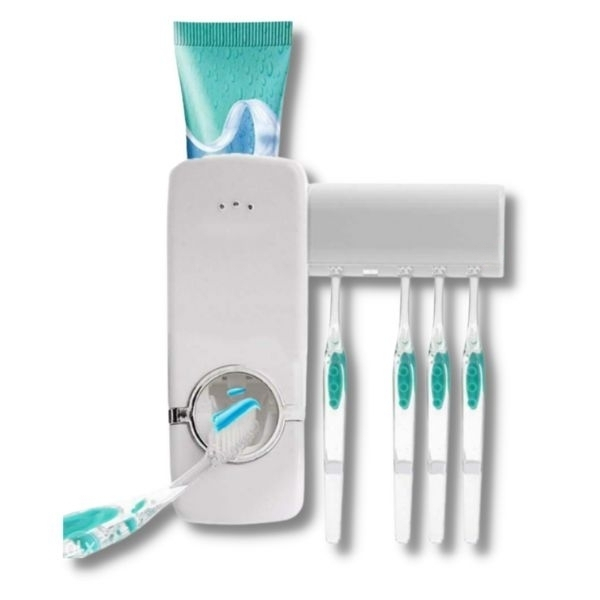 Dozator Pasta de Dinti si cu Suport pentru 5 Periute Auto-Adeziv Fixare pe Perete Alb Capacitate 250ml – IoArtify.ro [6]